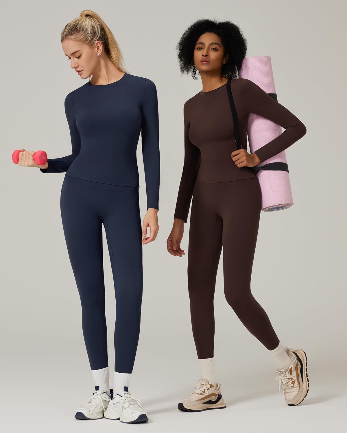 RXRXCOCO Slim Fit Workout Sets for Women 2 Piece Hidden Scrunch Leggings Long Sleeve Yoga Tops Matching Set Gym Outfits thumbnail