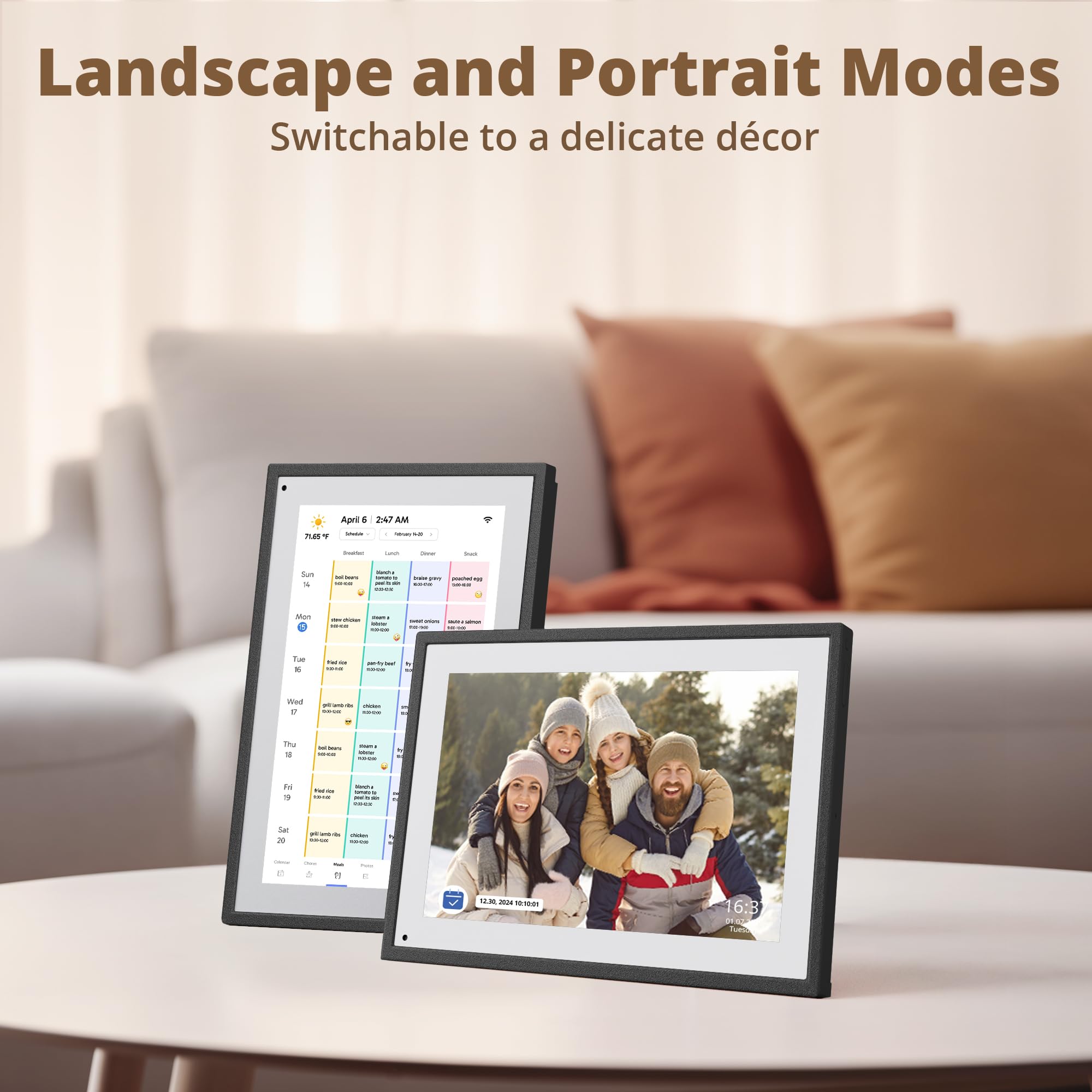 Dragon Touch 10,1 Zoll Digitaler Kalender Wand - Elektronischer Wandkalender Familienplaner mit 32GB Speicher, Digitaler Terminplaner Touchscreen Intelligenter Tischkalender-Schwarz