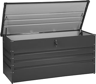 Beliani Caja de almacenamiento para exterior de acero galvanizado gris grafito 400L Cebrosa