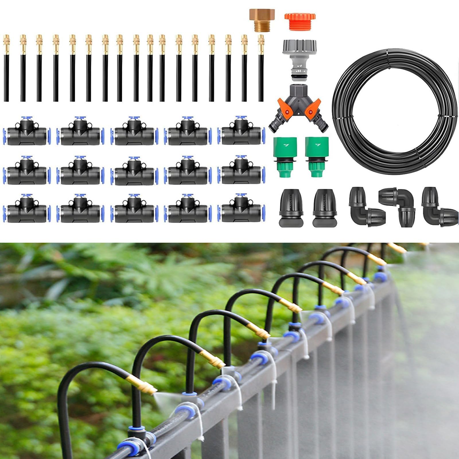 Irrigazione A Goccia con Ugelli per Irrigazione da Giardino, Kit di Irrigazione A Goccia Automatica, Timer Intelligente 1 Sec - 300 Min, Tubo Metallico, Copertura Completa 20m