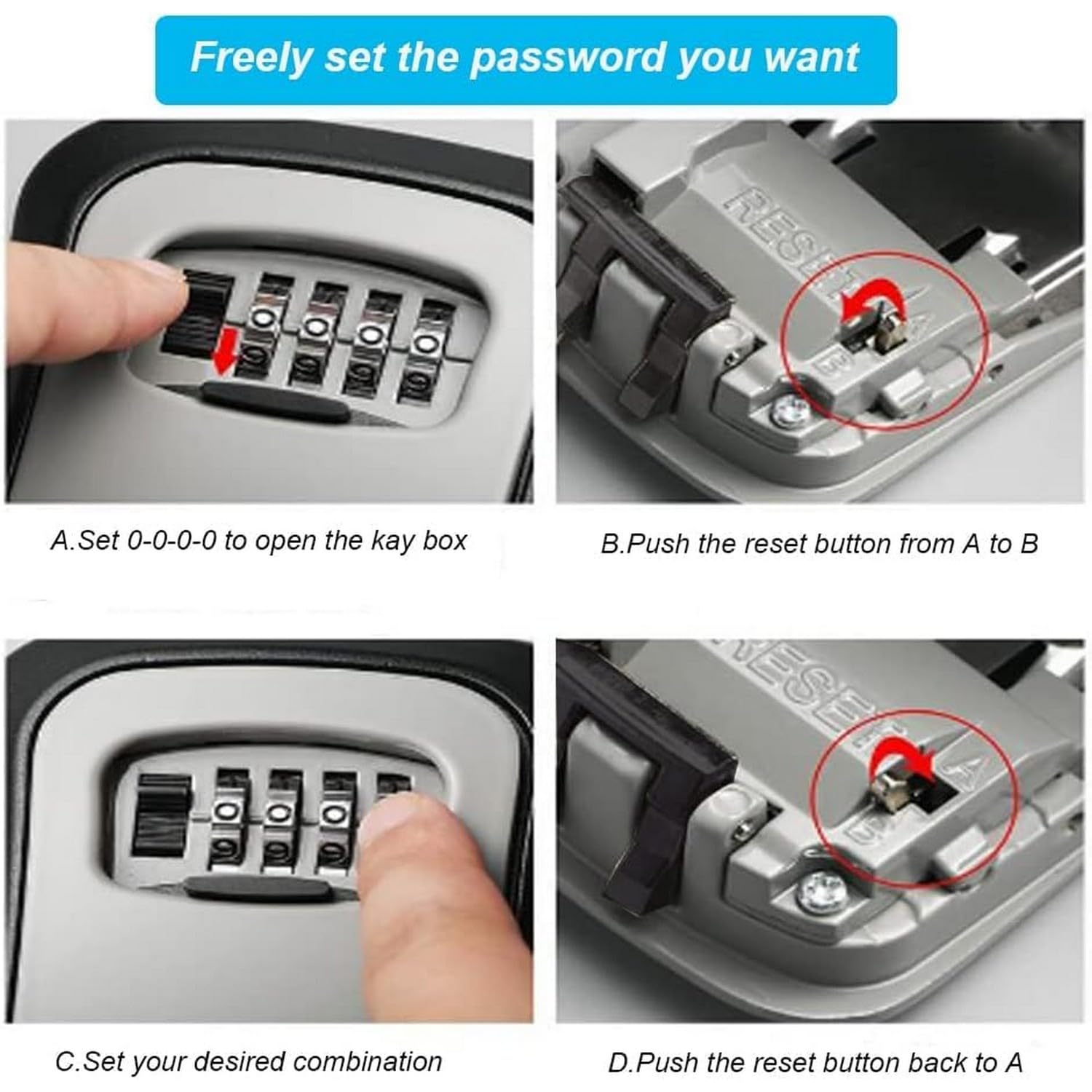 BKSMD Key Lock Box Wall Mounted, 4 Digit Combination Lock for House Key Weatherproof Safe Security Key Storage Lock Box for Outside Realtors Garage Spare Keys 2