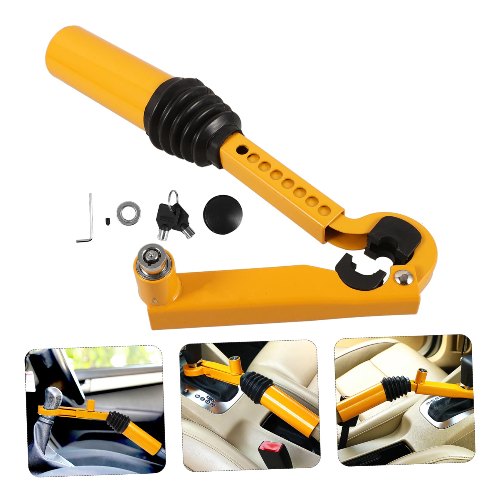 TOPBATHY Dispositif Antivol pour Voiture en Acier Or, Verrou de Levier de Vitesse Facile à Installer Structure Simple, Protection du Frein à Main pour Sécurité Renforcée