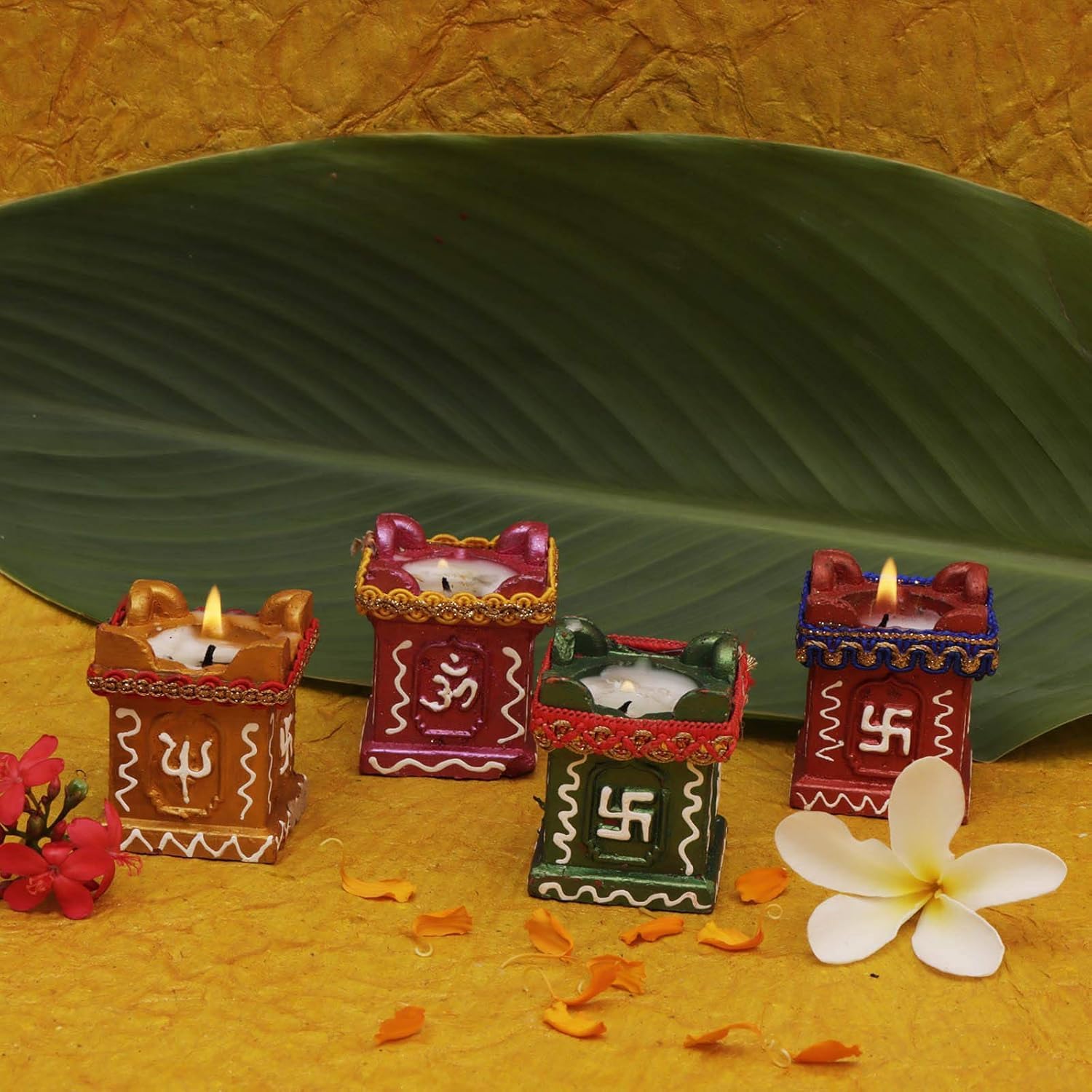 RK_Enterprises Tulsi Diya for Diwali Decoration Handmade | Earthen Clay Terracotta Decorative Tealight Candle Festival Diya Oil Lamps | Pooja Purpose Outdoor Indoor | Handmade | Best Gift (Pack of 8)
