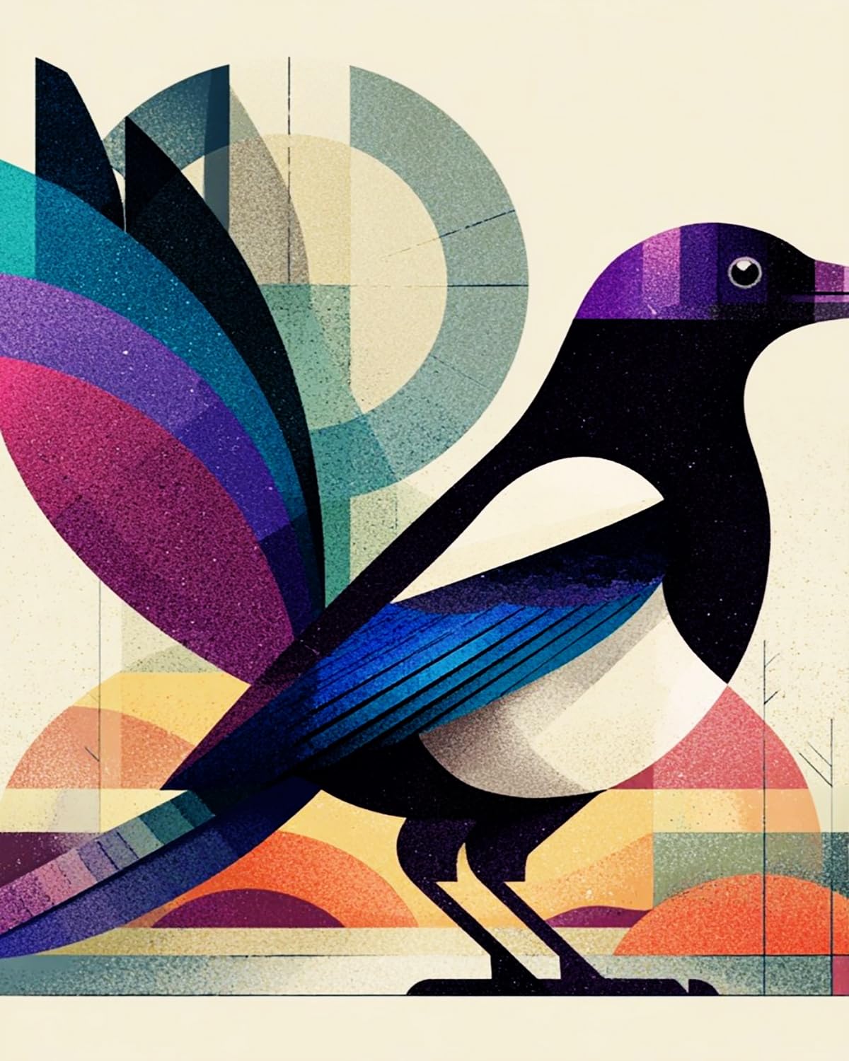 LIUBAISHI Paint by Numbers Kit for Adults, Colourful Magpie Shadow, 40x50 cm, Acrylic on Canvas