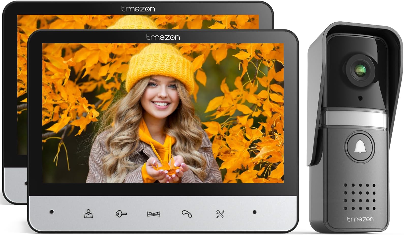 Wired Video Door Phone Intercom System, Door Entry System with 2 * 7 Inches Monitors,Video Doorbell Camera with Night Vision,2-Way Audio, Unlock from indoor monitor,For 1-Family house