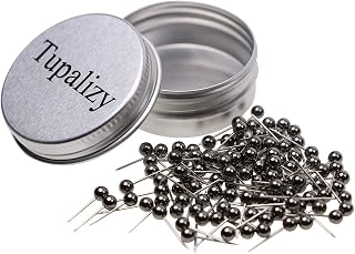 Tupalizy 1/8 Inch Diameter Small Decorative Map Tacks Plastic Head Push Pins with Steel Point, 100PCS (Gun Black)