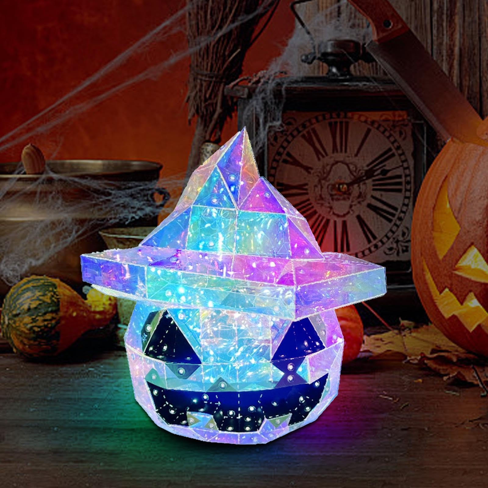 Luces Decorativas de Calabaza Halloween Lámpara Estatua, Accesorio de