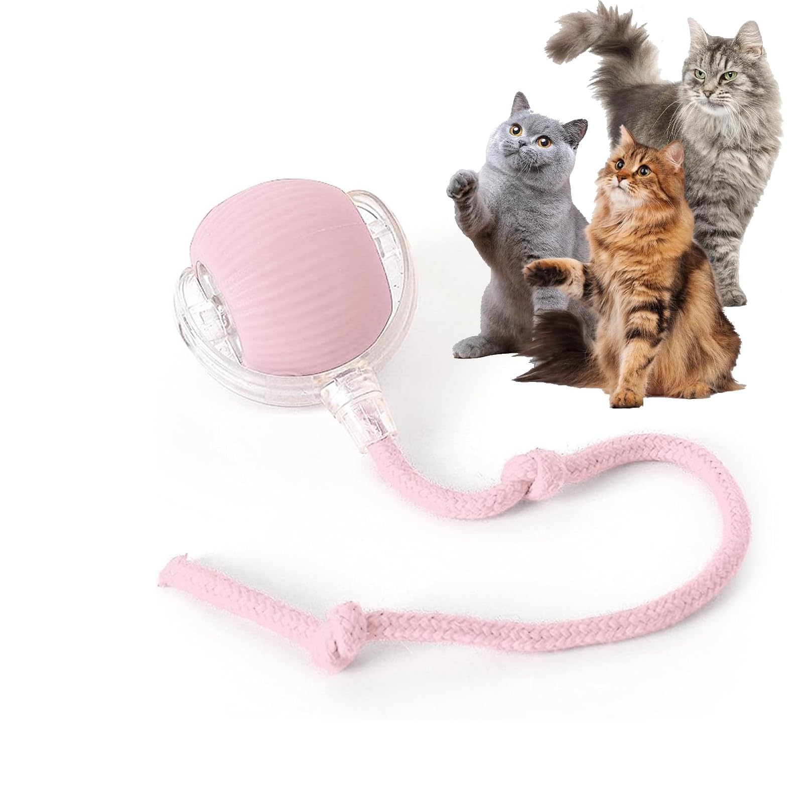 Rocfish Durable Interactive Cat Toys for Indoor Cats, Smart Automatic Cat Chase Ball Toy, Upgraded Speedy Tail Kitten Toy for Bored Indoor Adult Pets
