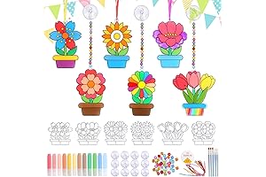 KATOOM 12-Pack Flower Sun Catchers for Kids: DIY Painted Window Suncatchers