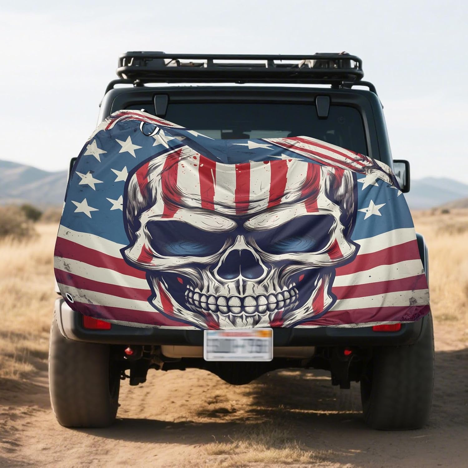 ALAZA American Flag Skull Bike Cover Waterproof Outdoor Ebike Bicycle Covers Tarp Protection for 1/2 Bikes, Sun UV Dust Wind Proof