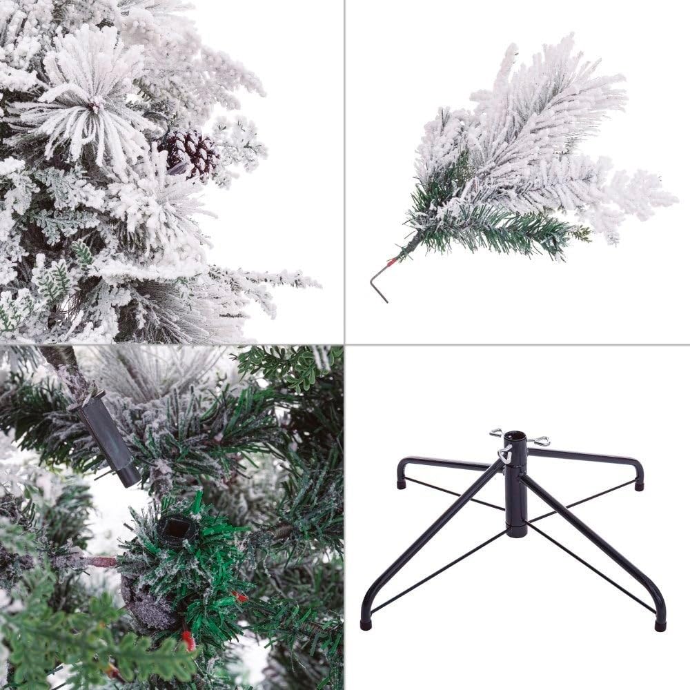 Árbol de Navidad artificial plegable nevado verde y blanco de 180 cm