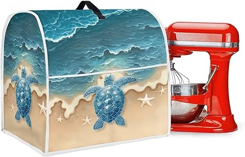Miniatura 5 de Talayituse Beach Turtle Starfish Print Stand Mixer Cover for 4.5-5 Quarts Kitchen Aid, Washable Mixer Dust Cover with Handle and Pocket Kitchen