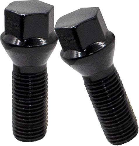 Miniatura 4 de Wheel Accessories Parts Juego de 20 pernos de llanta negros de 14 x 1.25 pulgadas, tornillo de bellota de asiento de cono, hexagonal de 0.669 in,