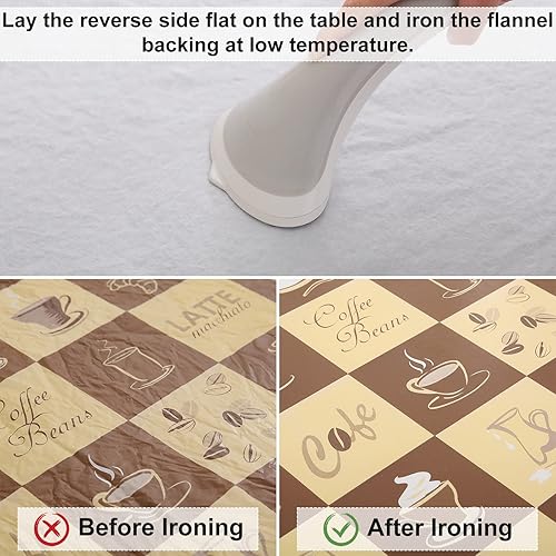 Miniatura 8 de misaya Mantel redondo ajustable con borde elástico, 100 % impermeable, antiaceite, de plástico, respaldo de franela de vinilo, mesas redondas de 36