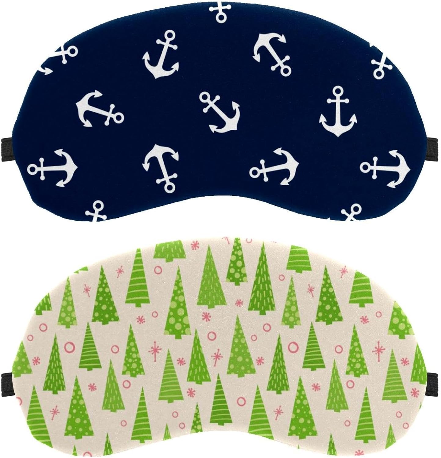 Confezione da 2 maschere per occhi con motivo albero di Natale, per dormire, per dormire, per dormire, copertura morbida per gli occhi, per viaggi, pisolini, aereo, blocco della luce