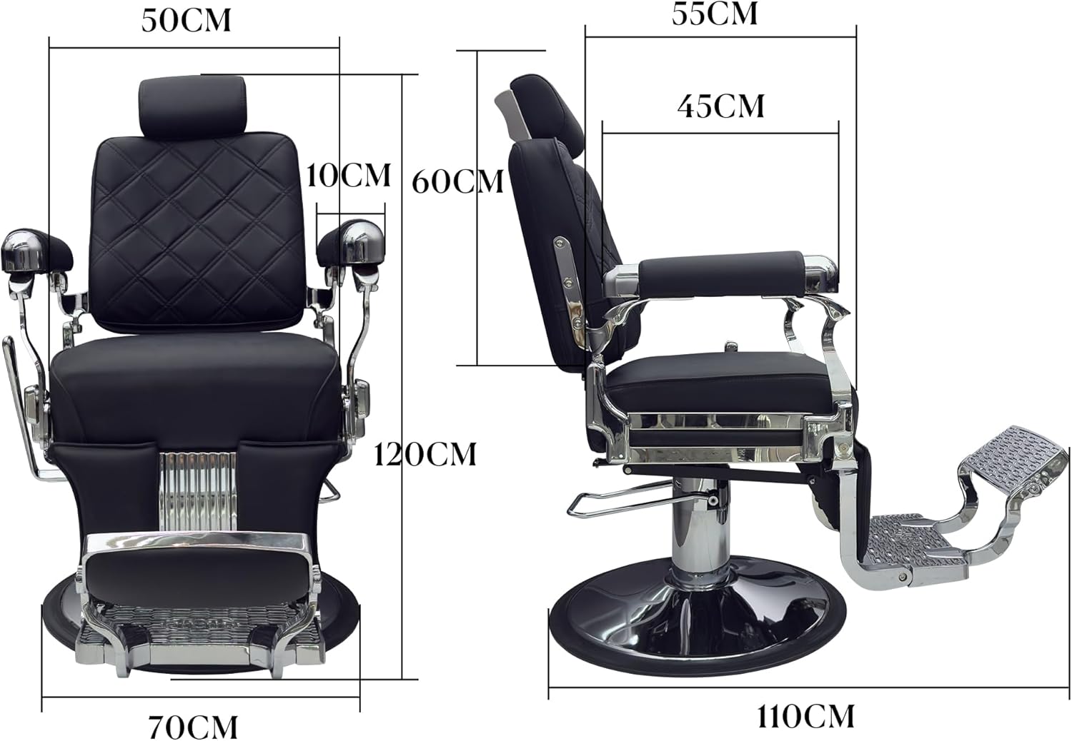 Professional Hydraulic Barber Chair - Heavy Duty 700lbs Capacity, Reclining Salon Chair with 360° Swivel & Adjustable Headrest for Hair Stylist, Tattoo, Beauty Salon (Vintage Silver)