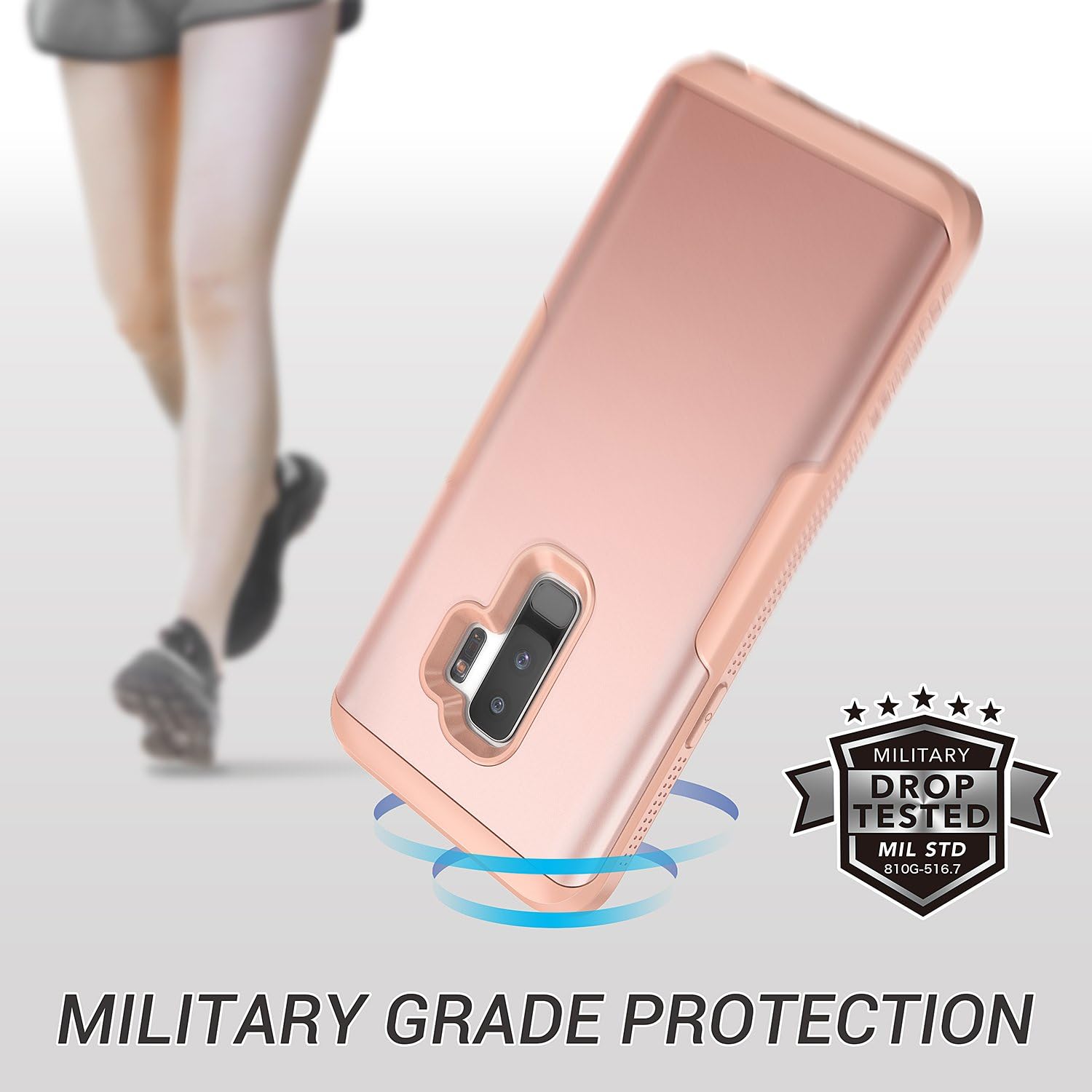 YOUMAKER Galaxy S9+ Plus Case, Full Body Case with Built-in Screen Protector Heavy Duty Protection Shockproof Slim Fit Cover for Samsung Galaxy S9 Plus 6.2 inch 2018 [Retail Package] - Rose Gold/Pink