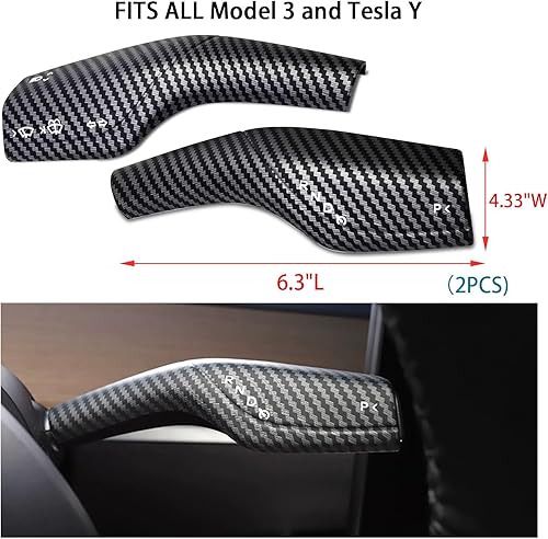Miniatura 2 de 2 fundas para palanca de dirección para el modelo 3 modelo Y, fundas de palanca de cambios de fibra de carbono, cubierta decorativa de palanca de