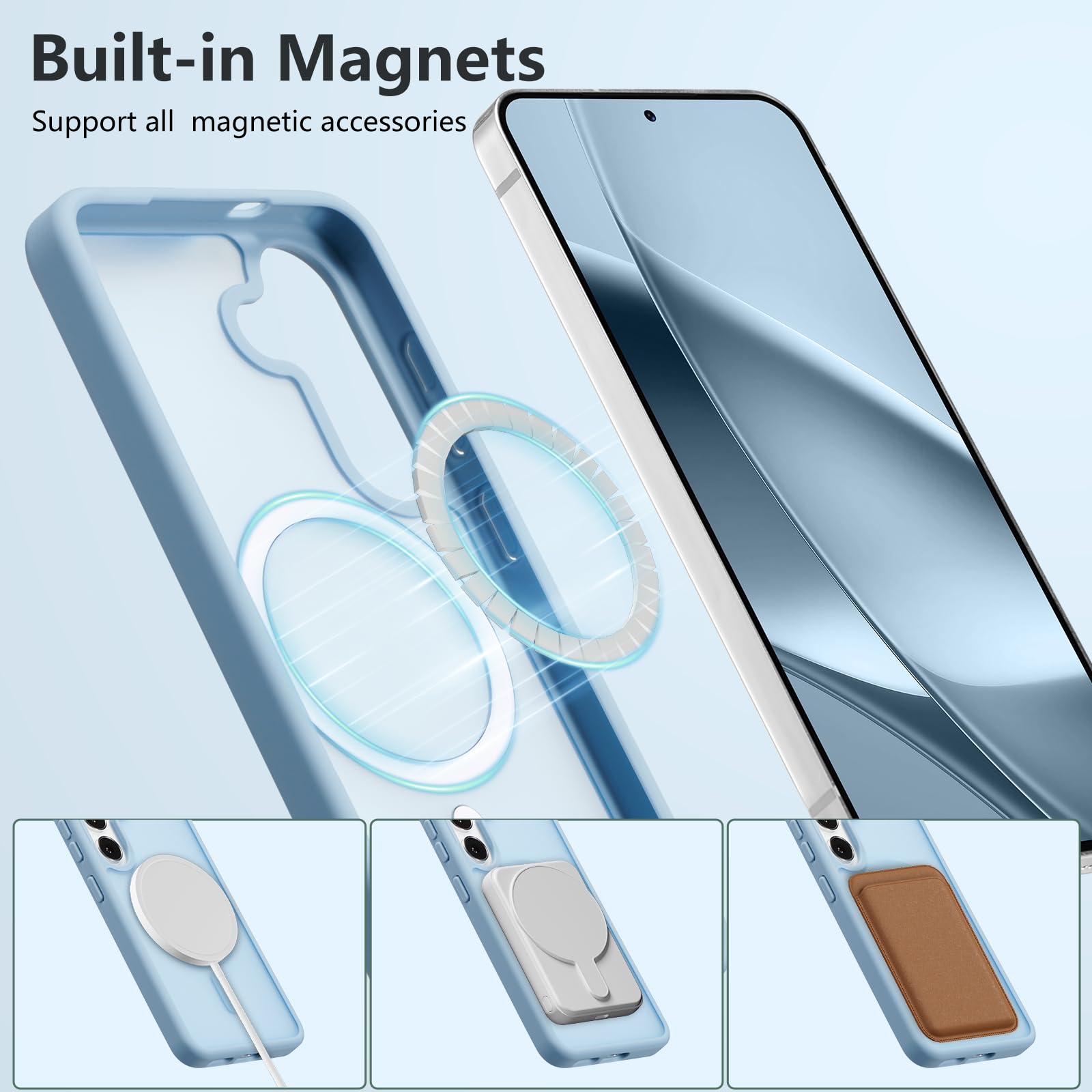 RALEAVO Etui magnetyczne do Samsung Galaxy S26, kompatybilne z MagSafe, odporne na wstrząsy, silikonowe, półprzezroczyste etui do Samsung S26 (niebieskie)
