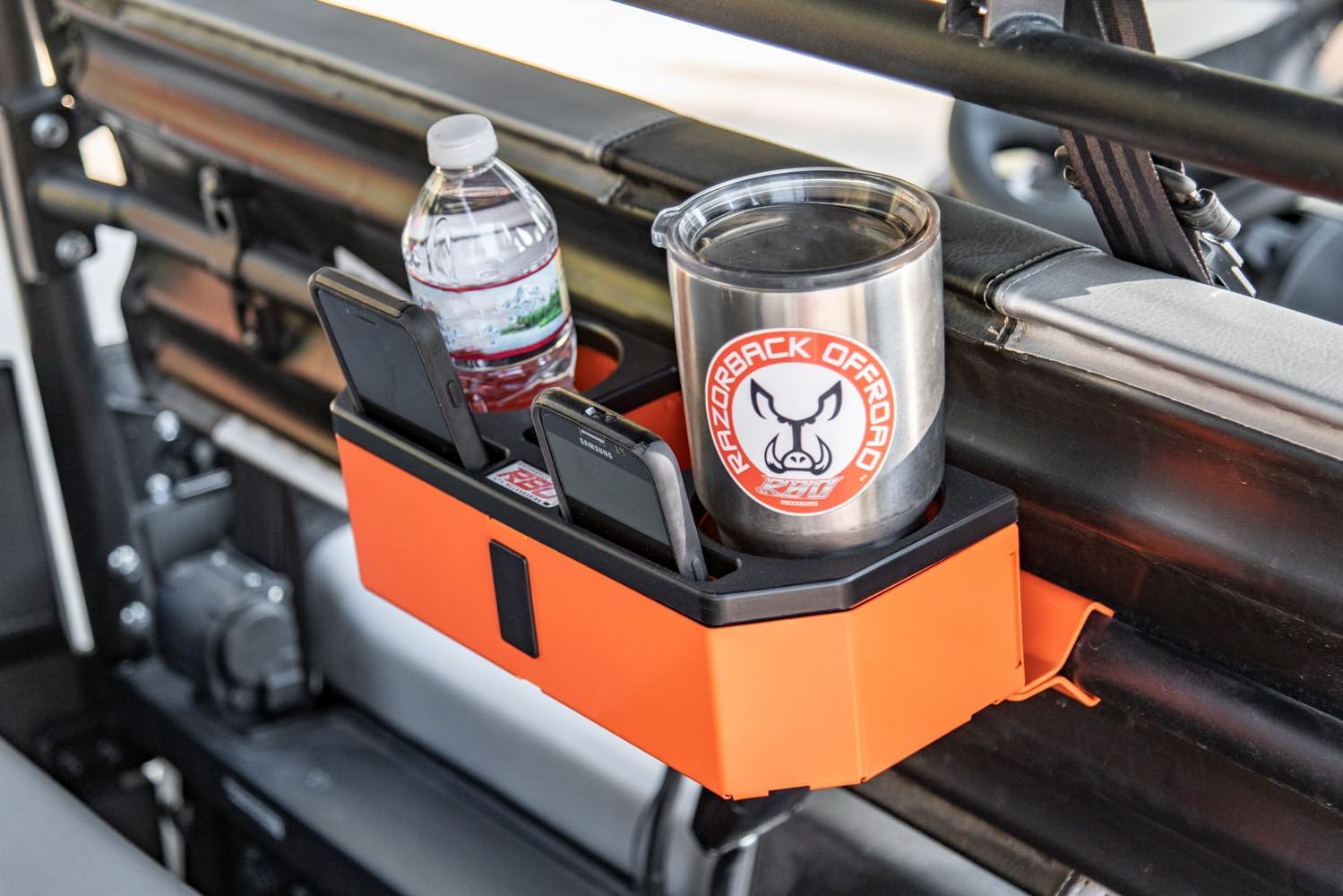 Razorback Offroad Universal UTV Mount Drink Holder Console | – Adjustable Cup Holder for Side by Sides, RZR, Polaris, Can-Am – Durable and Easy-to-Install UTV Accessory
