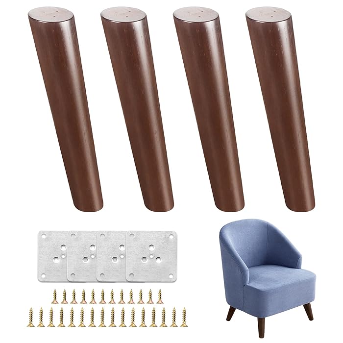 Buy 10 Inch Wood Furniture Legs Round Solid Wooden Sofa Legs Set of 4