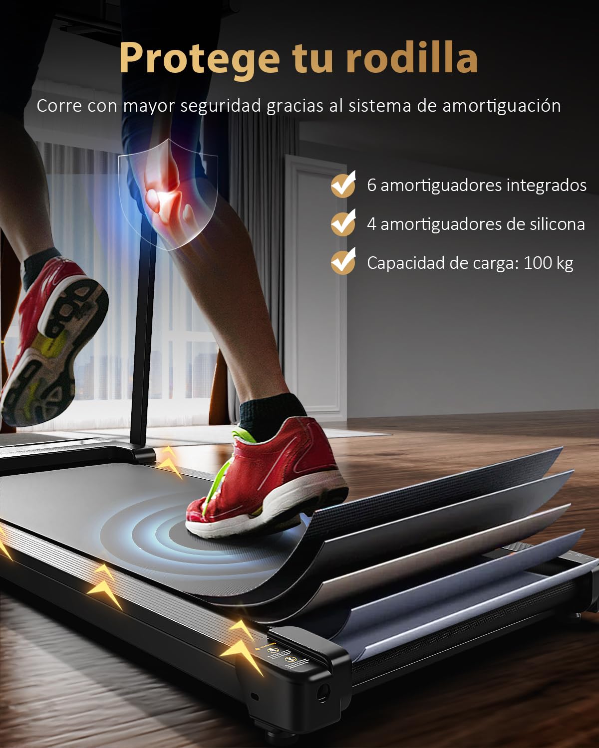 Cinta de Correr Plegable Andar - Caminadora Electrica para Casa con Pantalla LCD Treadmill for Home 3 en 1 Walking Pad Compact Portable Under Desk Running para el hogar y la Oficina 100KG