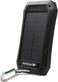 SoloForce Solar Power Bank - 20000mAh Solar Panel Battery Bank for iOS and Android | QI Wireless Solar Power Banks for Phones and Other Devices | Waterproof and Ultra-Rugged Power Bank with LED Light