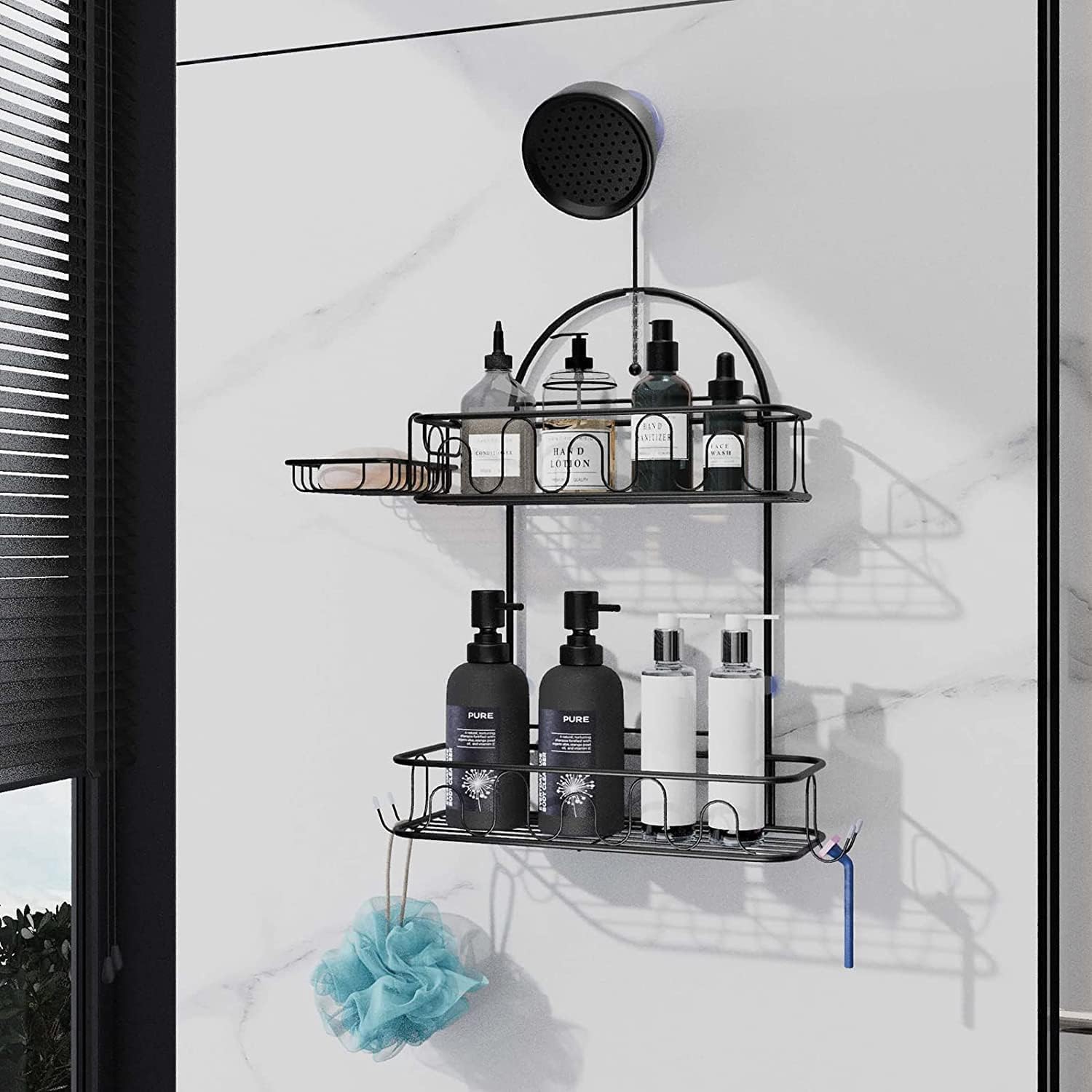 Amazon.com: Glorystage Hanging Shower Head Caddy for Bathroom, Black ...