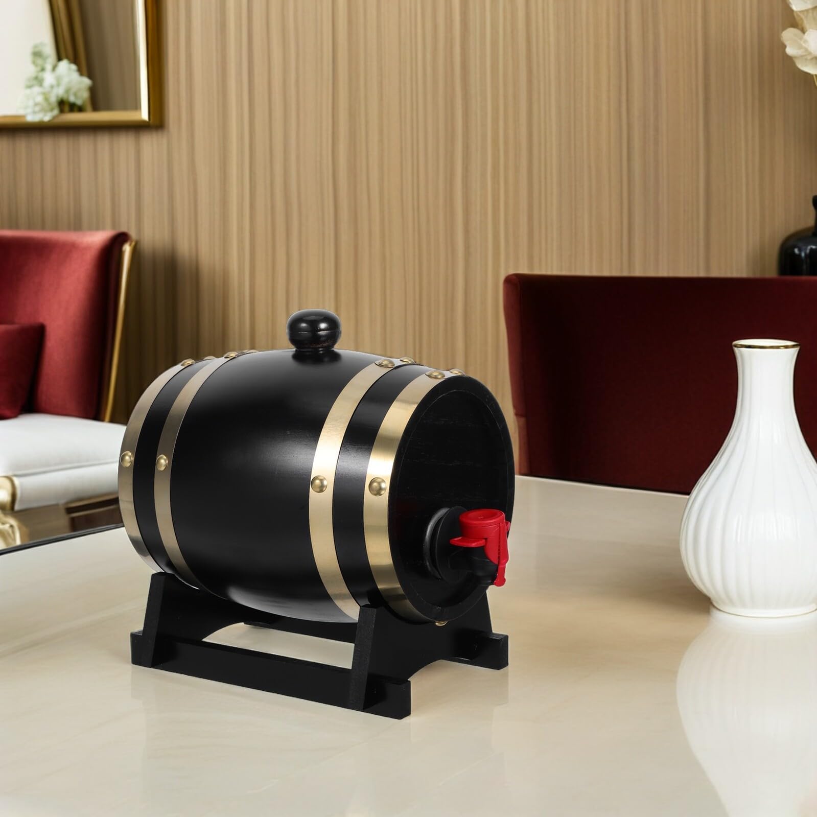 Cabilock Barril de Whisky de Roble Barril de Madera para Vino y Cerveza Dispensador con Grifo para Fiestas y Uso Doméstico
