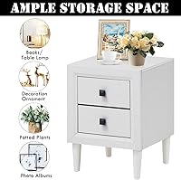 Vista 22 de Giantex Mesita de noche de madera con dos cajones de almacenamiento y asas, material impermeable para dormitorio, sala de estar (1)