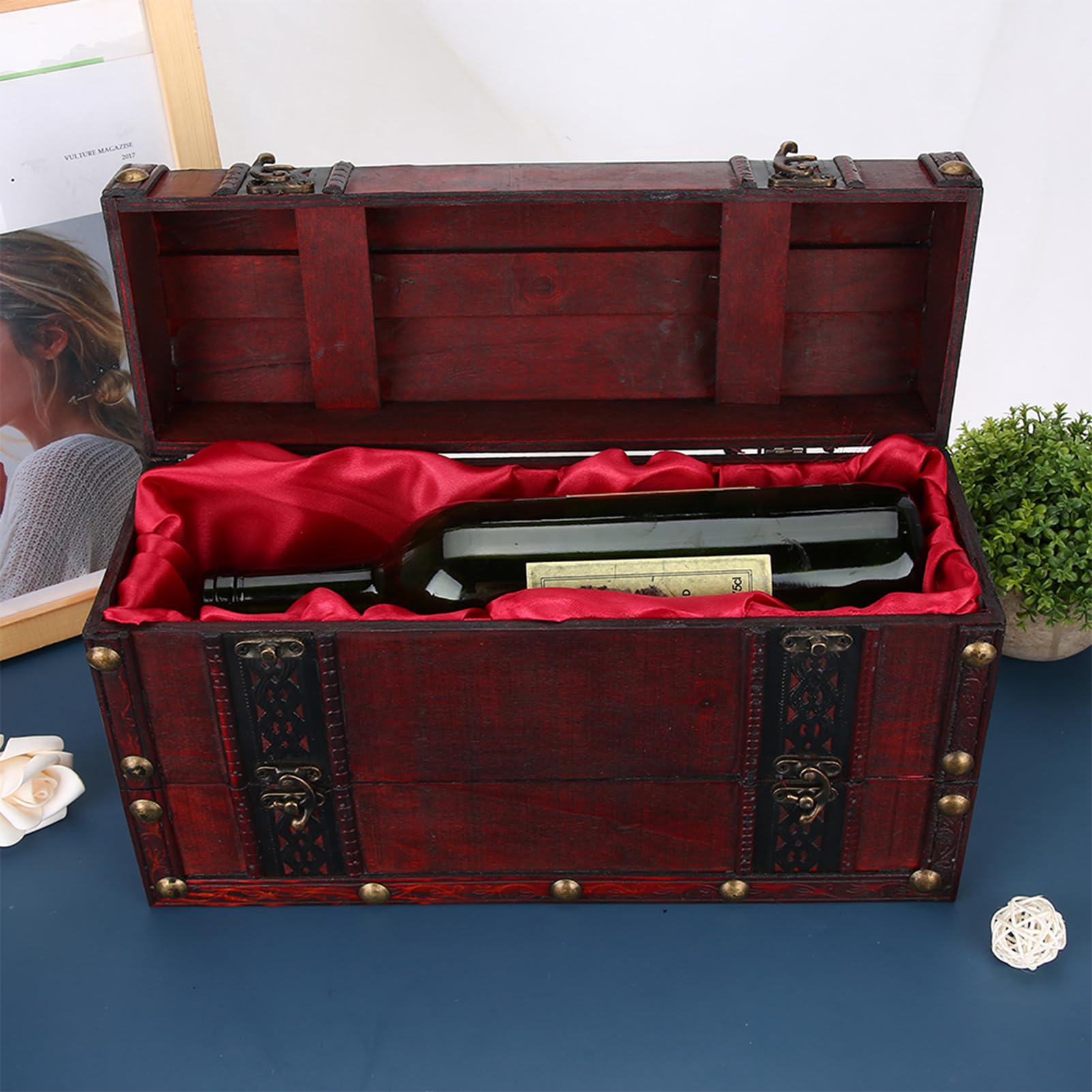 Pudełko na biżuterię w stylu vintage Drewniany pojemnik do przechowywania o dużej pojemności Dekoracja stołu Organizer biżuterii dla kobiet Dziewczyny Biuro w domu Materiał ze
