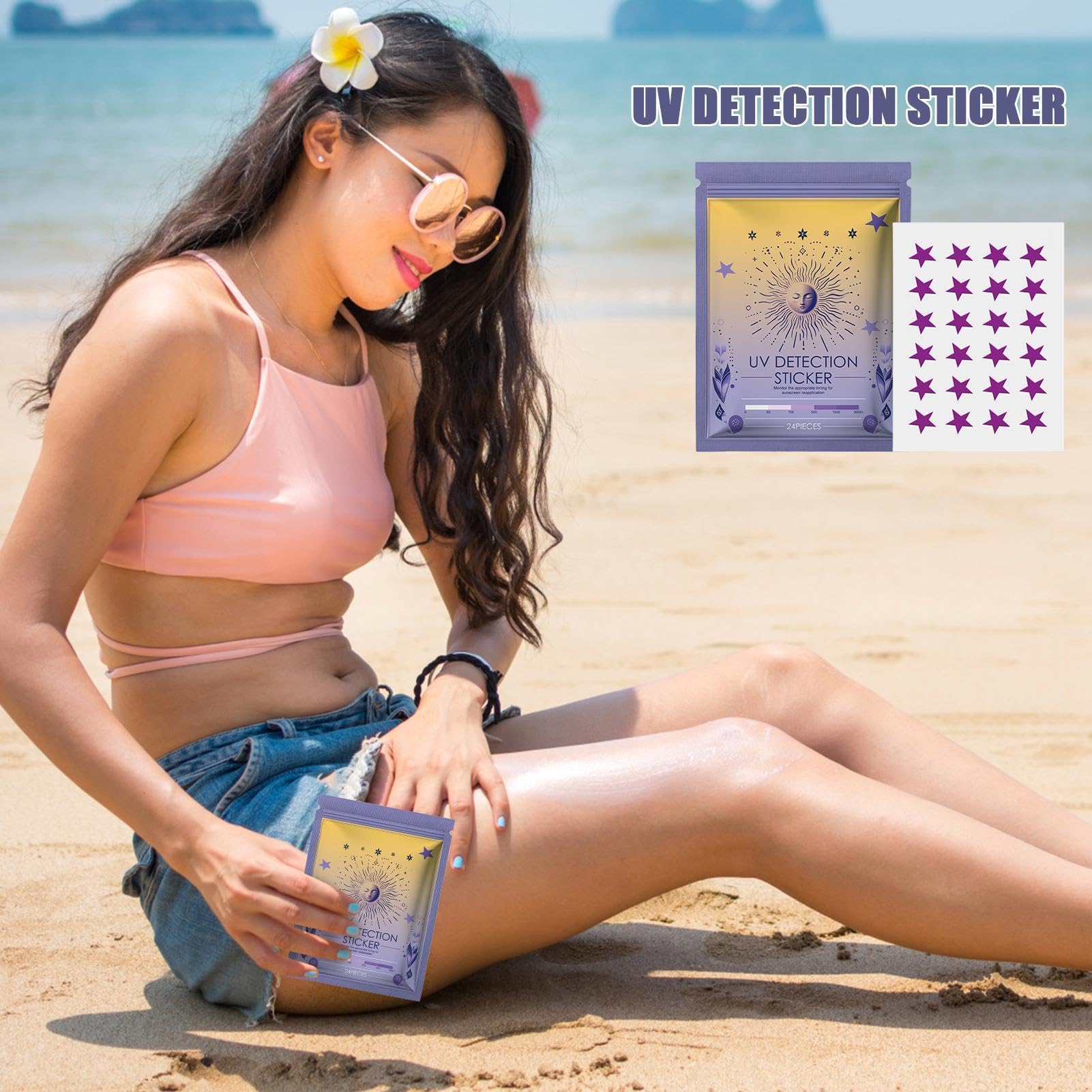 Parches de detección UV, calcomanías recordatorias de protector solar, calcomanías recordatorias de protector solar, calcomanía UV solar, parches de bloqueo solar, calcomanías de protección solar para
