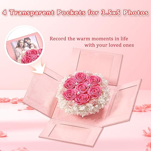 Miniatura 4 de Eterfield Rosas preservadas de 7 piezas en una caja de explosión, flores para siempre duran más de un año, flores preservadas para entrega, Día de