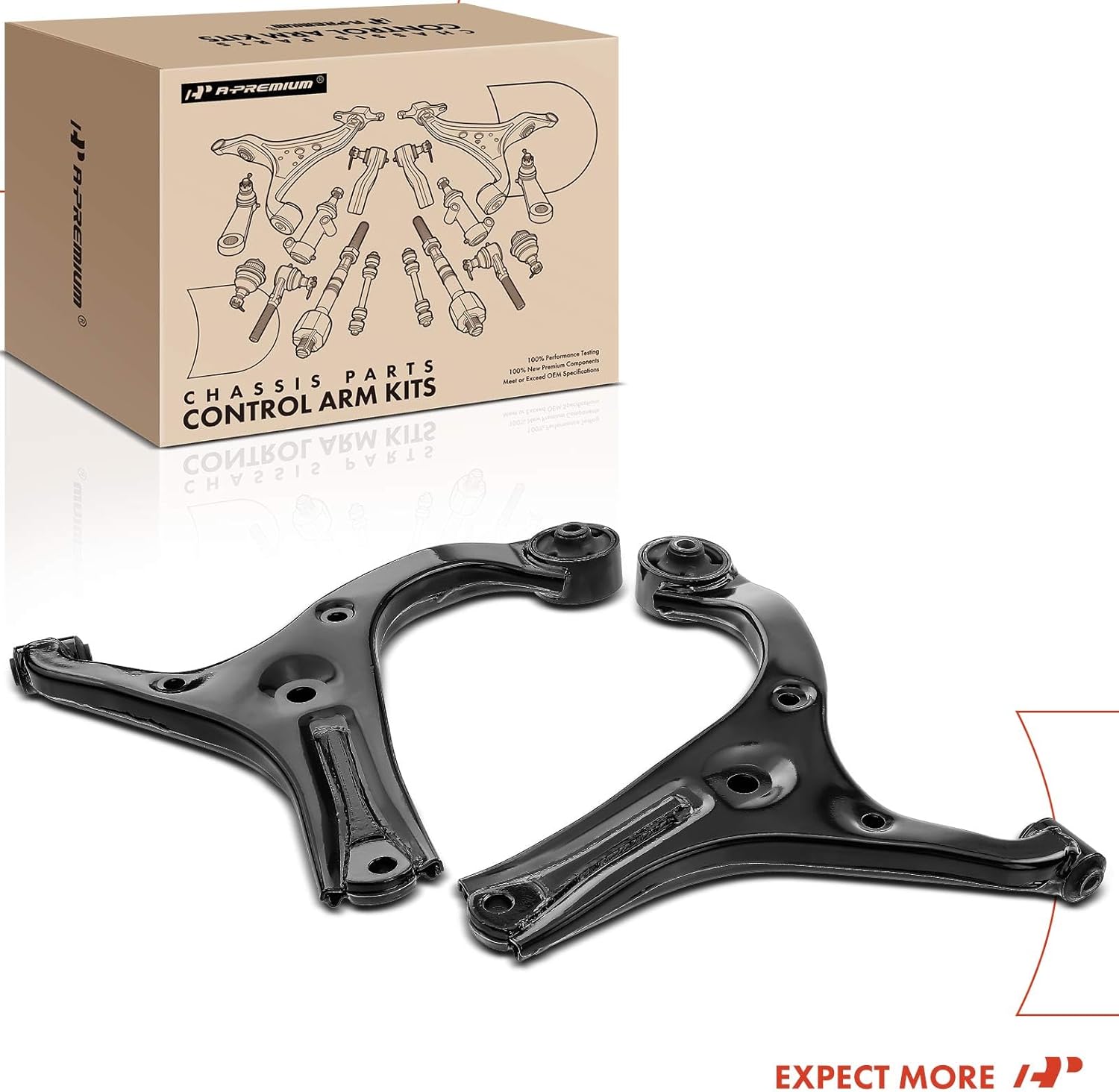 A-Premium 2 x Front Lower Control Arm, with Bushing, Compatible with Hyundai Accent 2006-2011, Kia Rio 2006-2011, Rio5 2006-2011