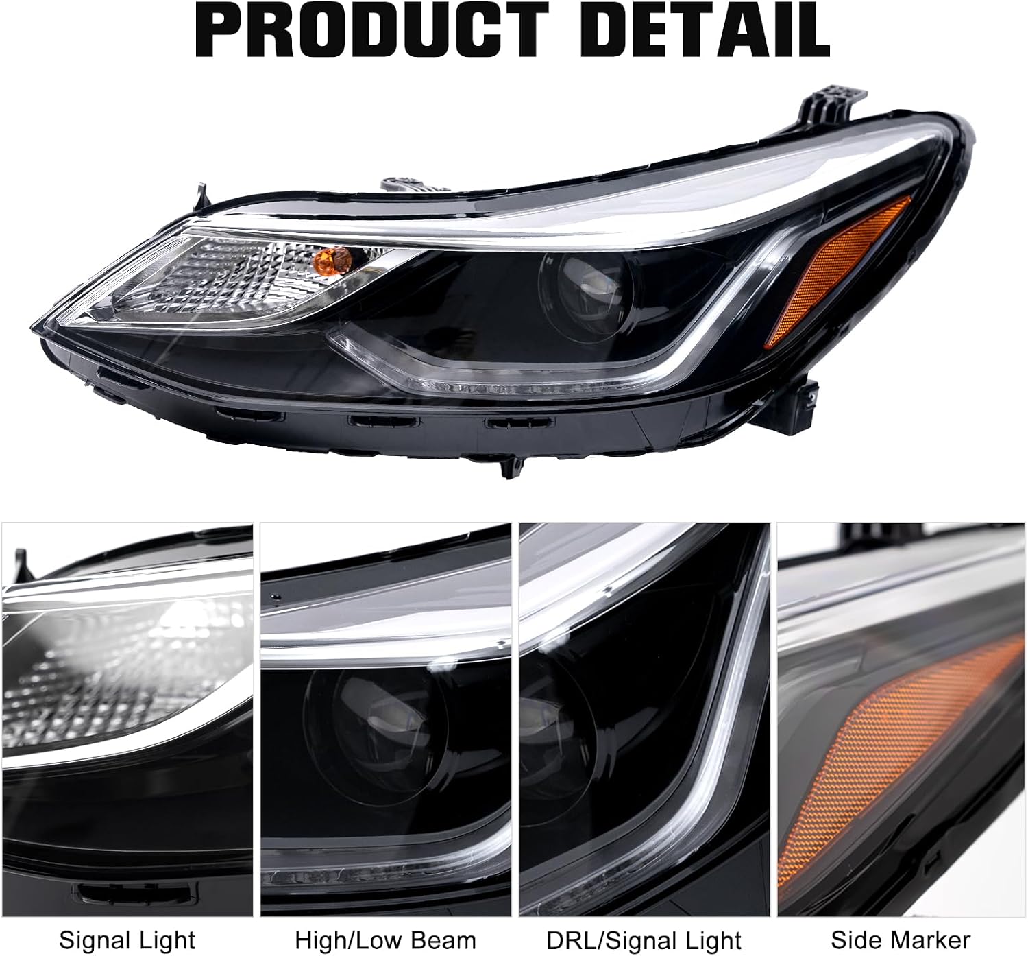 Headlight Assembly Compatible with 2016 2017 2018 2019 Chevrolet Cruze LED DRL halogen Model (Passenger Right Side)