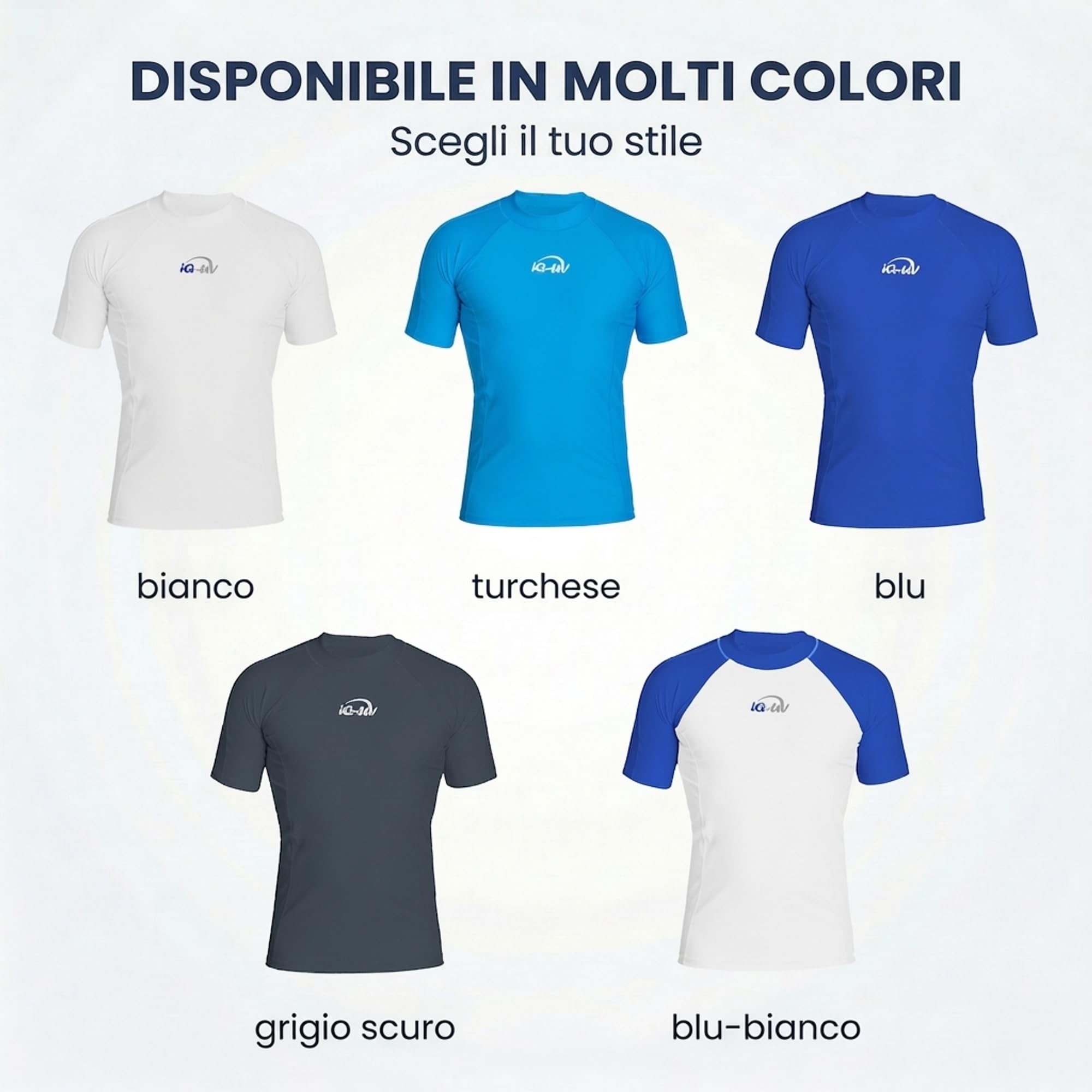 iQ-UV Rashguard Uomo Slim Fit – Maglietta UV Protezione Solare UPF 50+ – Surf e Nuoto – Maglia Anti UV Uomo – Materiale Riciclato – Maglia Termica Piscina – Traspirante e Asciugatura Rapida