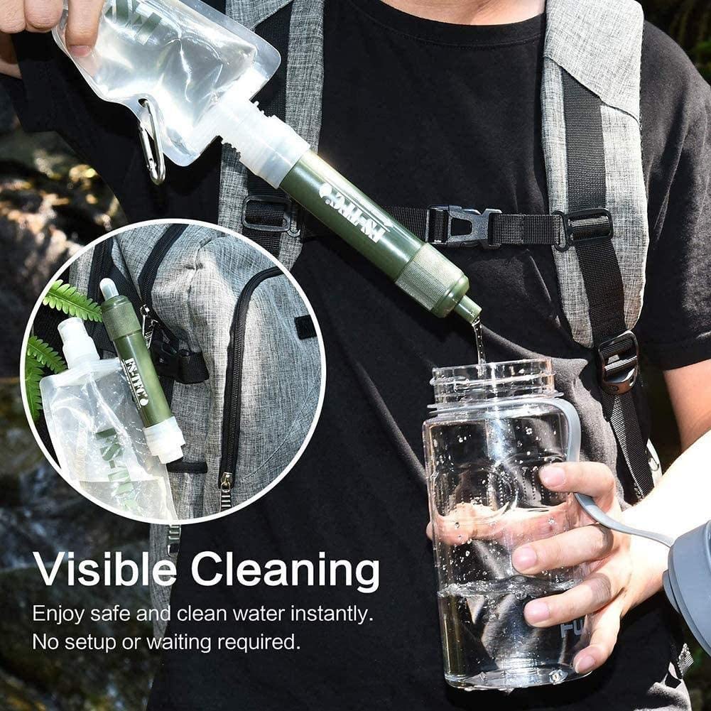 Filtro de Agua Portátil, Purificador de Agua Portátil, Emergencia del Filtro del Purificador de Agua de Supervivencia para Exteriores, Viajes, Campamento, Senderismo