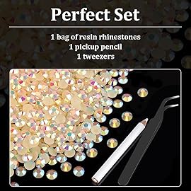 1500pcs 6mm Resin Rhinestones Bulk, Light Yellow AB Flatback Round Jelly Rhinestones Non Hotfix Crystal Gems Large Quantity Wholesale for DIY Crafts Clothes Bottles Face Makeup Manicure