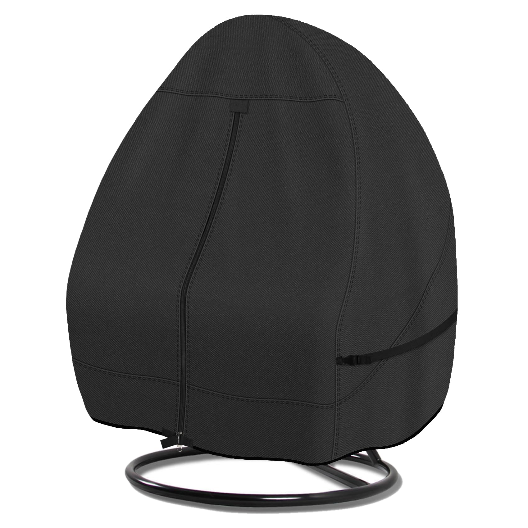 Porch Shield Patio Hanging Egg Chair Cover - Waterproof Outdoor Double Seat Wicker Swing Egg Chair with Stand Protector, Black — image 1