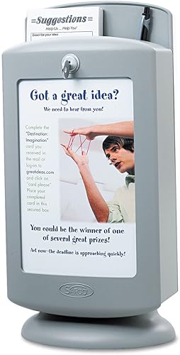 Safco Products - Caja de sugerencias personalizable 4233GR color gris área de visualización de 5 12 W x 8 12 H llaves y accesorios de montaje Safco Products - Caja de sugerencias personalizable 4233GR color gris área de visualización de 5 12 W x 8 12 H llaves y accesorios de montaje
