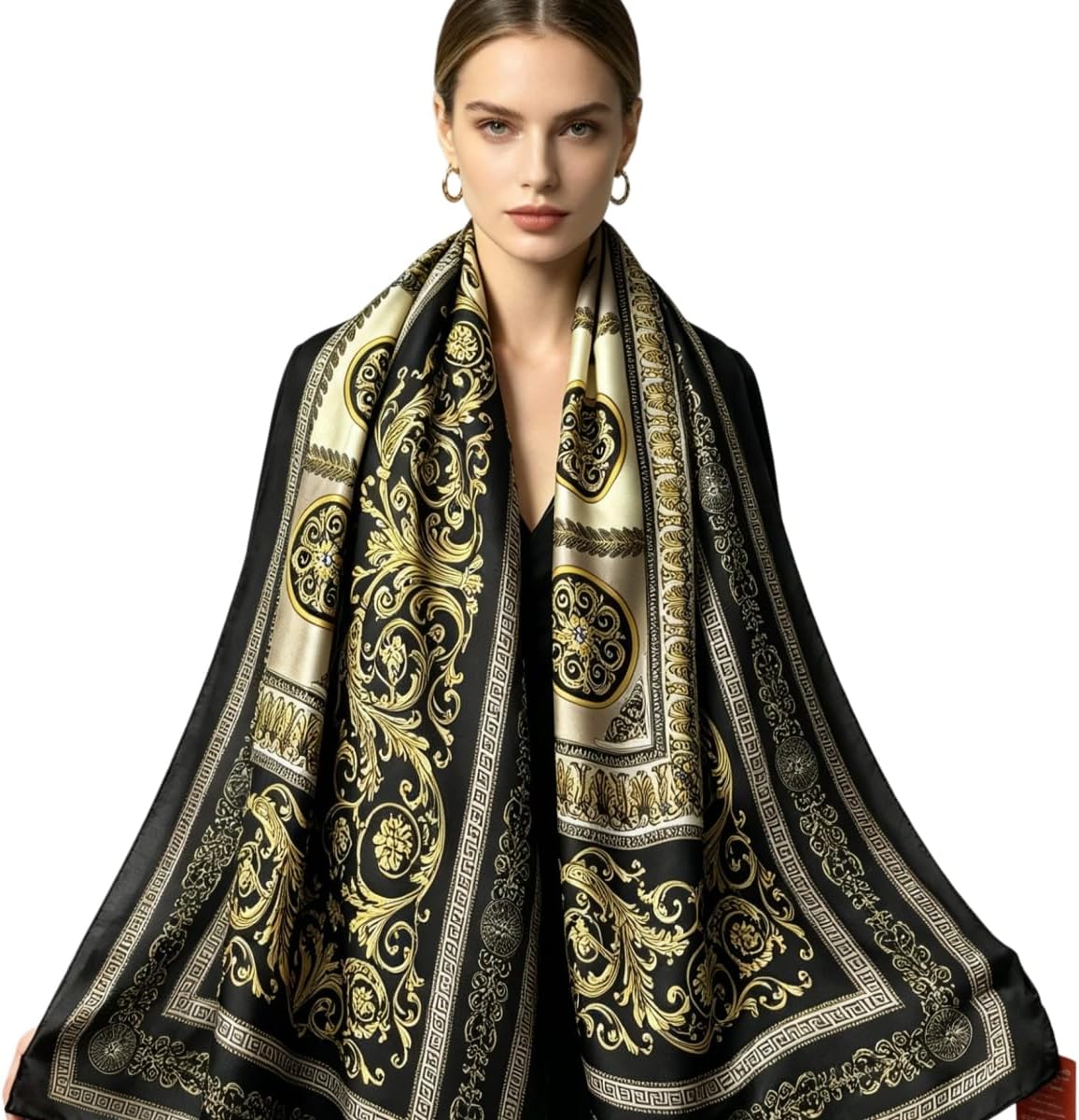 WaJuemy Silk Feeling Scarf for women Lightweight Long Floral Scarves Shawl Wraps Elegant Evening Dresses Satin Shawls Scarfs