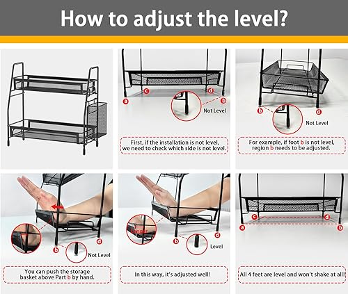 Miniatura 6 de Famhap Organizador de encimera de baño, organizador de baño con cesta lateral, organizador de encimera de cocina, organizador de estante de especias