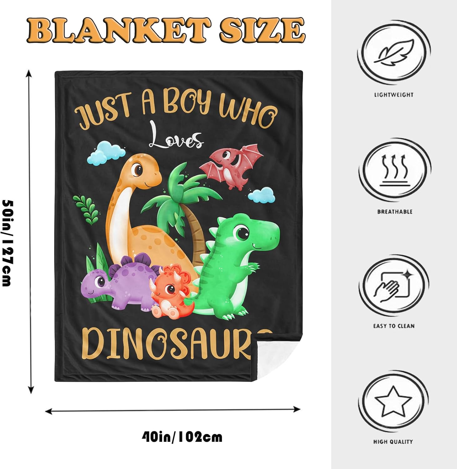 Amonee-YL Just A Boy Who Loves Dinosaurs, Dinosaur Blanket 40"X50", Dinosaur Blanket for Boys, Dinosaurs Gifts Room Decor for Boys, Dino Blankets for Kids Teens Son, Dino Birthday Decorations