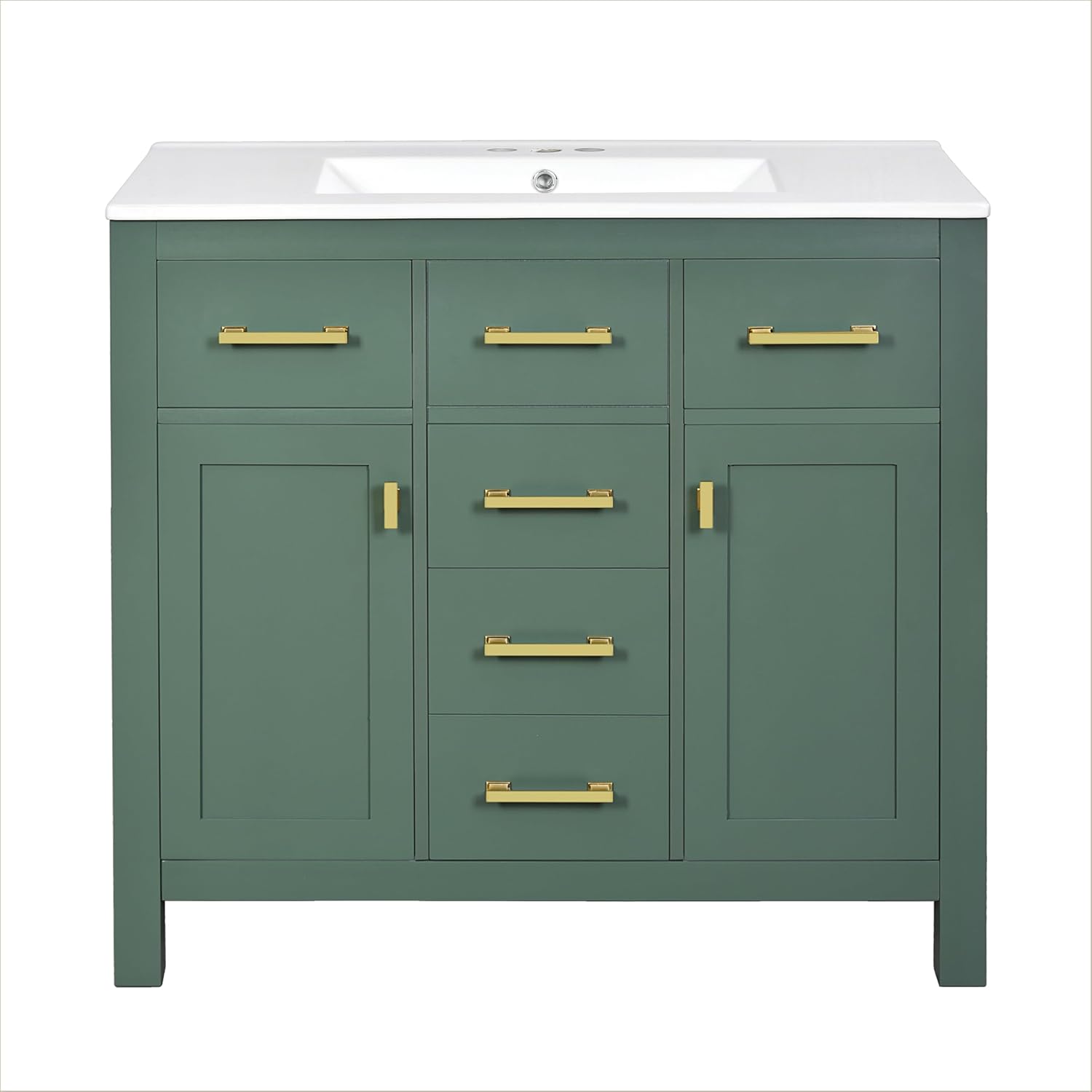 Dancongtea 36 inch Bathroom Vanity with Sink, Freestanding Storage Cabinet with 4 Drawers & 2 Soft-Close Doors, Green
