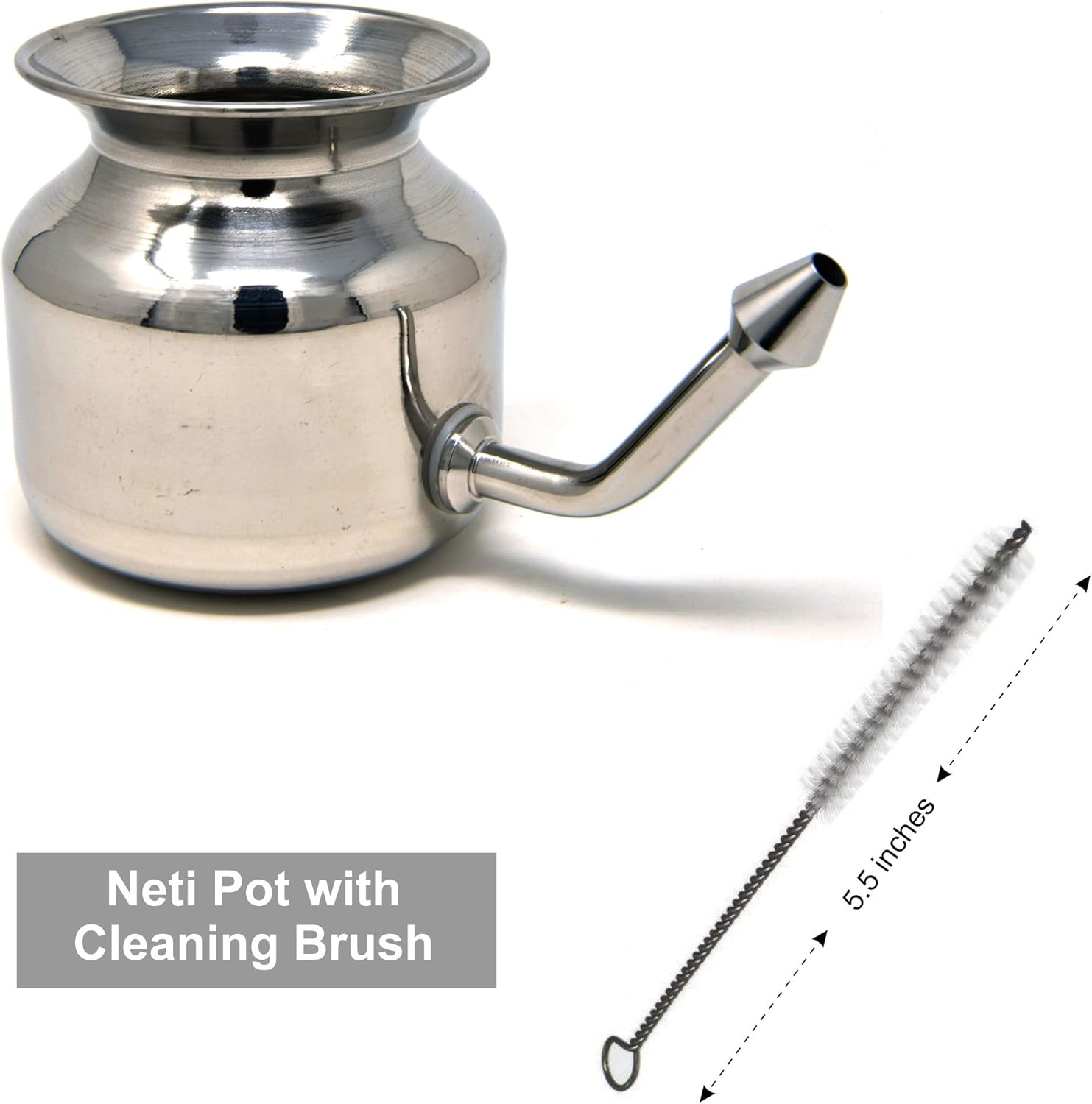 304 Grade Stainless Steel Ayurvedic Jal Neti Pot for Sinus Congestion