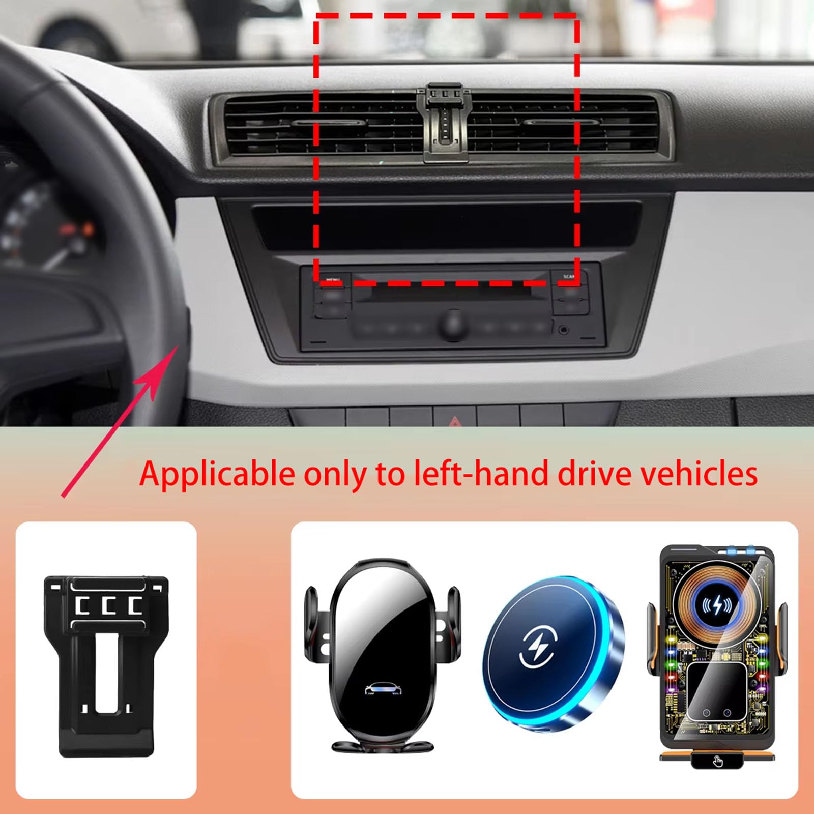 Soporte Móvil Coche para Skoda Fabia 2015-2017, LHD Soporte para teléfono de Coche