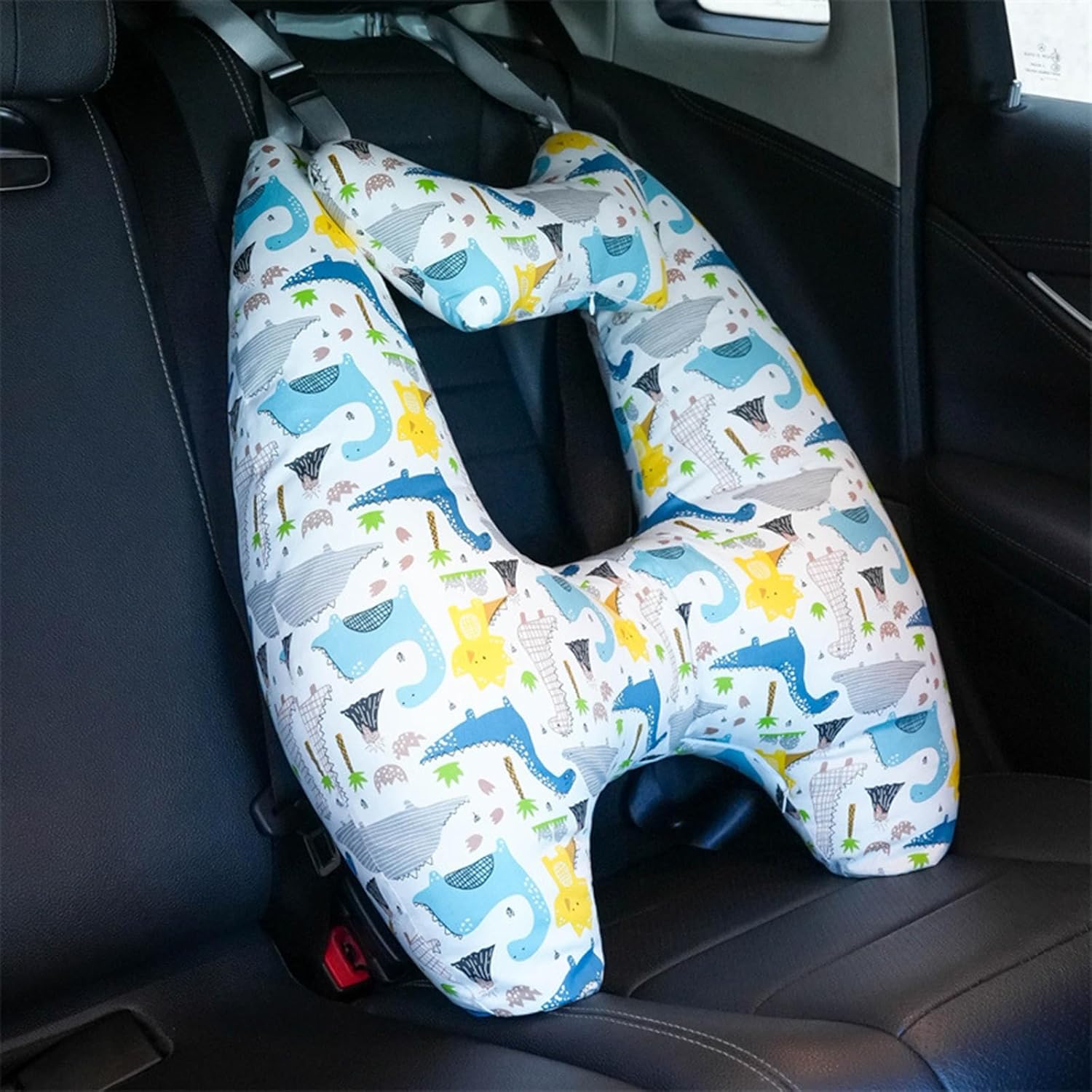 Car Seat Belt Pillow Travel Pillow for Car Seat Belt Adjuster for Child Headrest Sleeping Neck Shoulder Support Cushion Pad (Gray (2Pcs), 68-54-8cm)