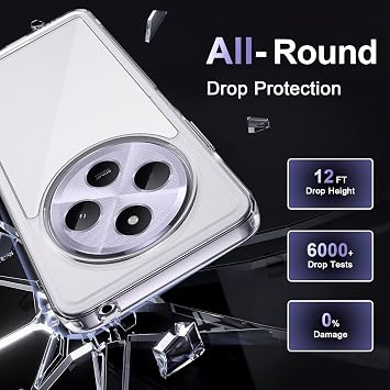 Case for Xiaomi Redmi 14C /A4 /Xiaomi Poco C75, Military Grade Drop Protection Phone Case, Yellowing Resistant, Anti-Scratch Hard PC Back, Shockproof Hard Ultra-Thin Protective Cover, Clear