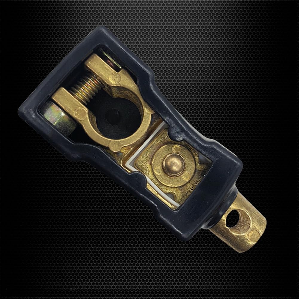 Ampper Top Post Battery Disconnect Switch 12V, Master Brass Battery Disconnect Cut Off Switch with Cover for Car RV Boat (Negative, On/Off)