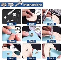 Vista 4 de Meifuly - Kit de 323 piezas de lienzo a presión, acero inoxidable de grado marino (tapas, enchufes, tornillos, componentes de la base de tela)